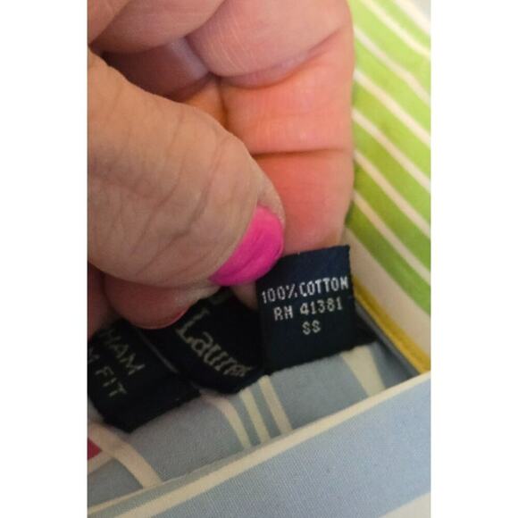 Polo by Ralph Lauren Size 16 Men's Curham Custom Fit Stripe Shirt Multicolor - Picture 7 of 7